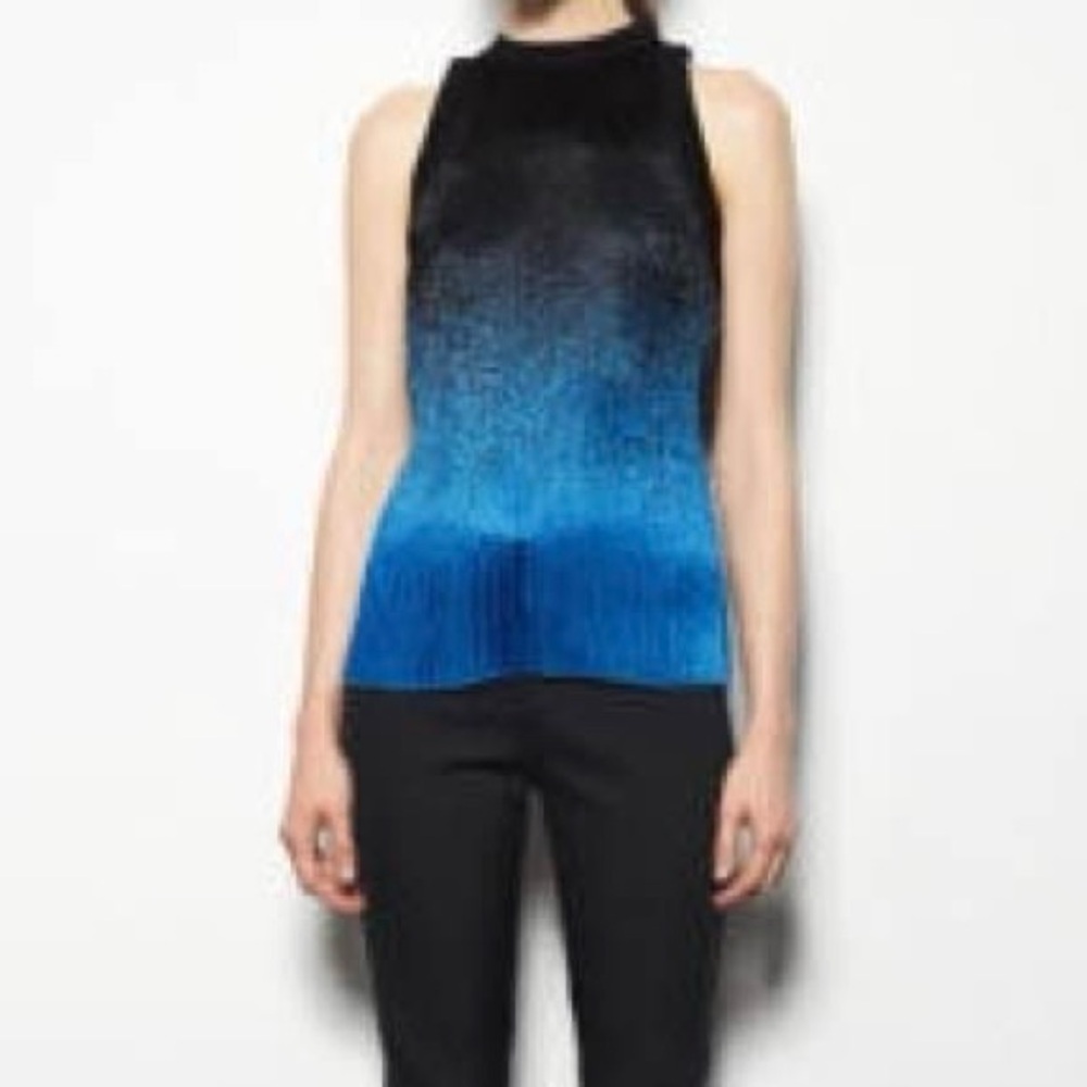 NWOT $559 Alexander Wang Spring 2015 M pleated top Royal blue/black gradient